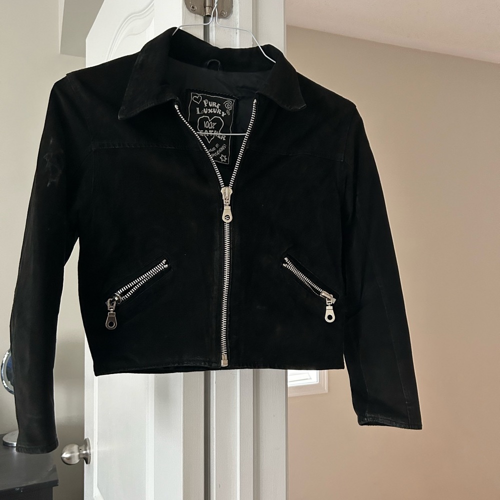 Made In The UK. Black real leather Jacket. UK High Street Brand
